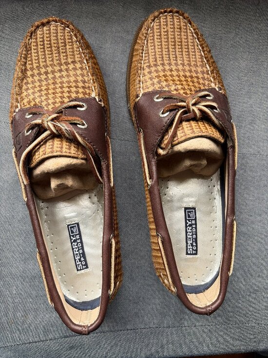 Sperry Shoes - Sperry Top-Sider Authentic Original Faux Fur Houndstooth Plaid Boat Shoes size 8
